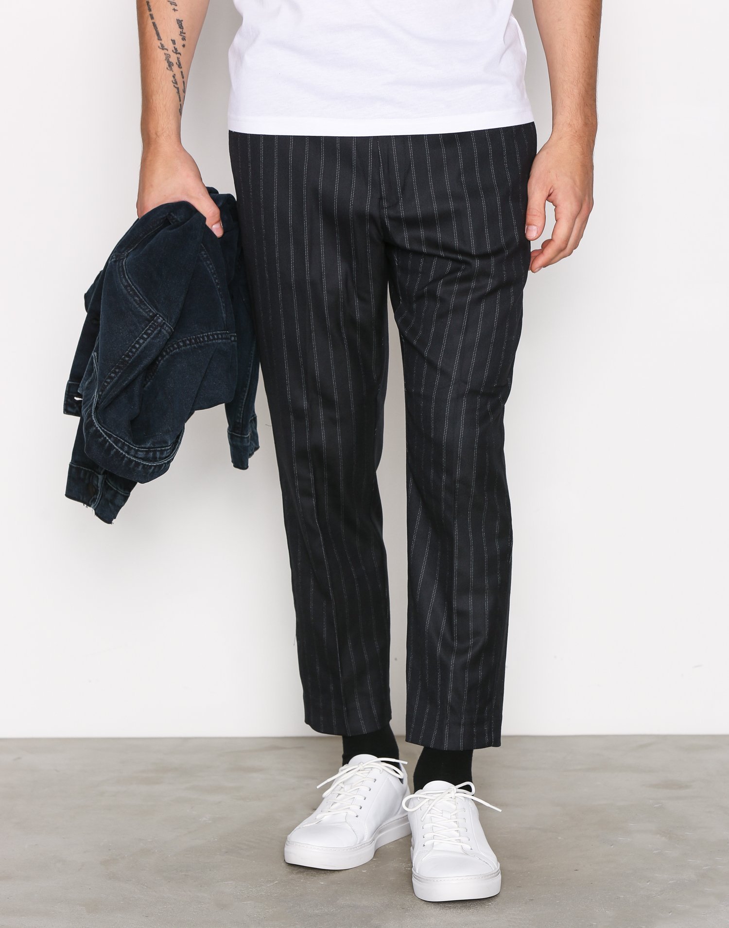 navy pinstripe pants mens