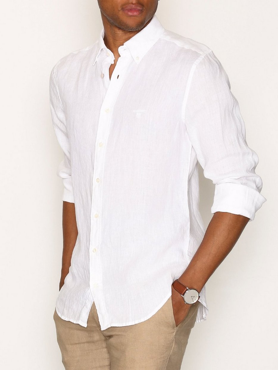 Solid Linen Shirt - Gant - White - Shirts (Men) - Clothing - Men ...